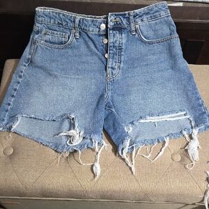 Forever 21 Blue Distressed Jean Shorts